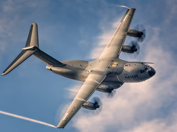 Aviões de transporte militar, Airbus A400M, Airbus A400M Atlas, aviões de transporte, avião de guerra, HD papel de parede