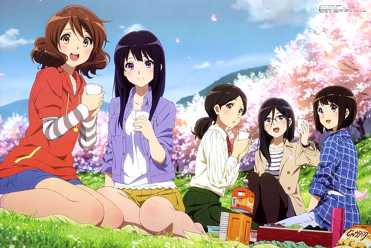 Anime, son!Euphonium, Asuka Tanaka, Haruka Ogasawara, Kaori Nakaseko, Kumiko Oumae, Reina Kousaka, Fond d'écran HD