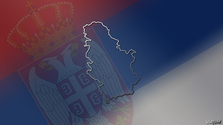 صربيا ، خريطة ، العلم ، البلدان، خلفية HD