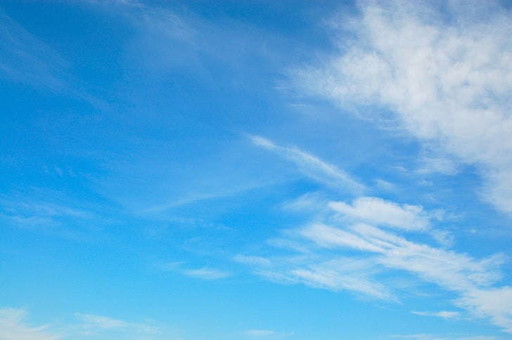синьо и бяло небе, облаци, безкрайност, синьо небе, HD тапет