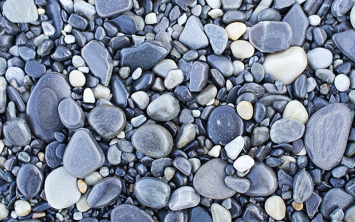 gray stones, pebbles, nature, stones, texture, HD wallpaper