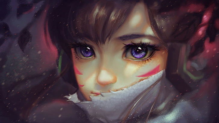 brown haired anime character, Overwatch, D.Va (Overwatch), HD wallpaper