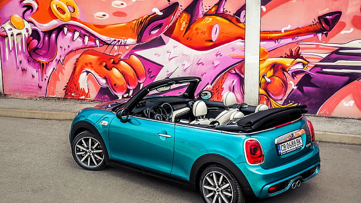 Mini cooper s cabrio, mini, blue, HD wallpaper