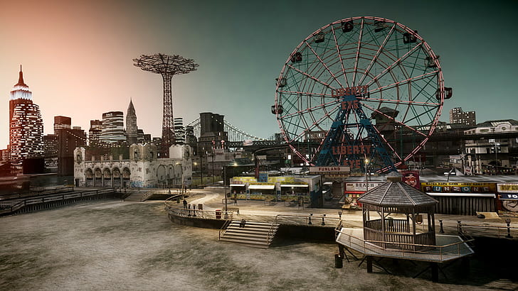 GTA Grand Theft Auto Carnival Ferris Wheel HD, 비디오 게임, 휠, 자동, 그랜드, 도난, GTA, 관람차, 카니발, HD 배경 화면