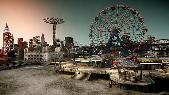 GTA Grand Theft Auto Karnaval Ferris Wheel HD, video game, roda, auto, grand, pencurian, gta, ferris, karnaval, Wallpaper HD HD wallpaper