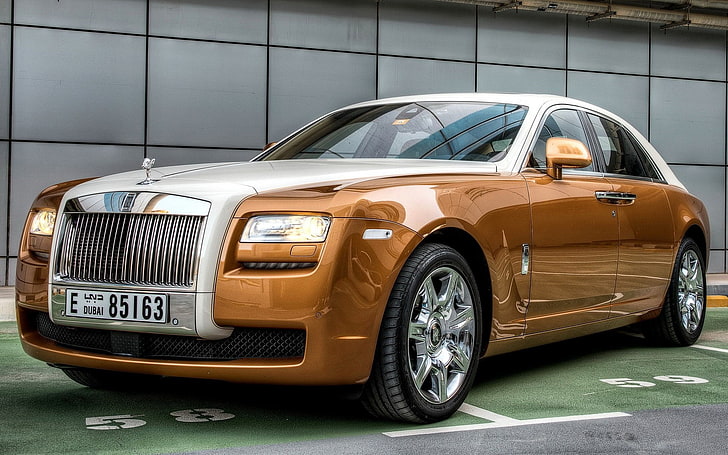 white and brown Rolls-Royce Wraith sedan, rolls royce, car, side view, luxurious, HD wallpaper