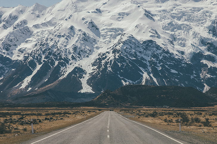 自然山風景道路ニュージーランドアオラキマウントクック、 HDデスクトップの壁紙