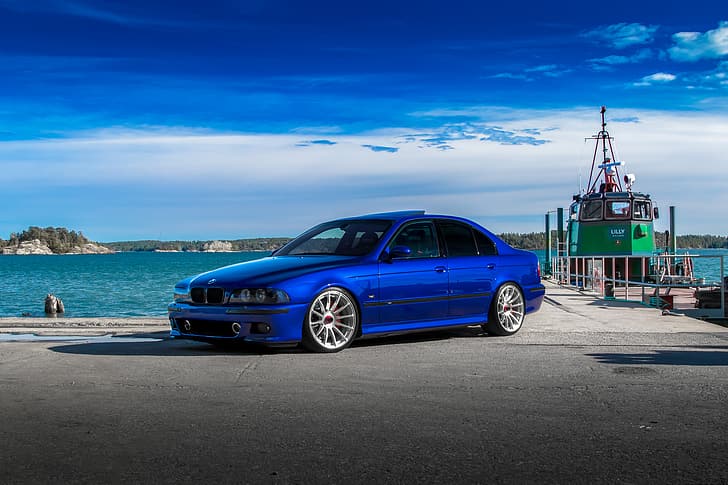 BMW, Blue, E39, HD wallpaper