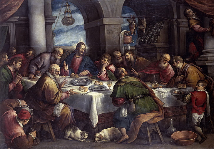 La Última Cena pintura, cuadro, religión, Biblia, género, mitología, Francesco Bassano, La Última Cena, Fondo de pantalla HD