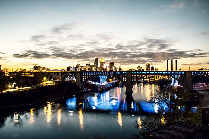 Fluss, Brücke, Bogen, Stadt, USA, HD-Hintergrundbild