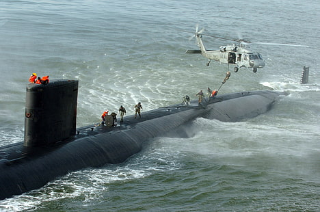подводница, военни, хеликоптери, превозно средство, HD тапет HD wallpaper