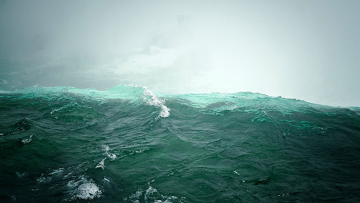 высокая волна, иллюстрация океанских волн, минимализм, волны, HD обои