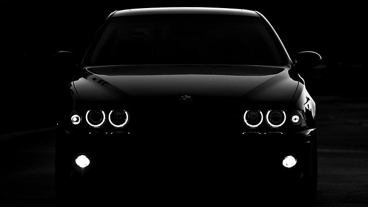 ultimate, black and white, angel eyes, bmw, HD wallpaper