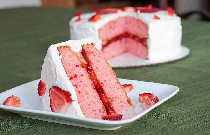 strawberry cake slice hd, HD wallpaper