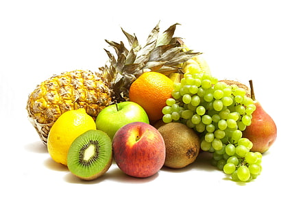 плодове от асорти тип, киви, ананас, плодове, асорти праскова, HD тапет HD wallpaper