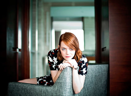 kvinnor, ansikte, Emma Stone, kändis, rödhårig, HD tapet HD wallpaper