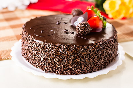 торт, декор, крем, шоколад, глазурь, HD обои HD wallpaper