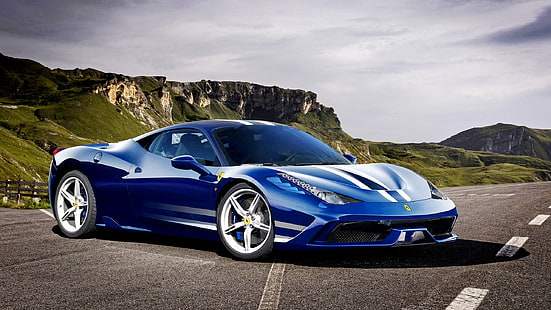 Ferrari 458 Speciale Italia ซูเปอร์คาร์สีน้ำเงิน, Ferrari, Blue, Supercar, วอลล์เปเปอร์ HD HD wallpaper