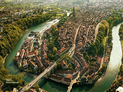Landschaft der Stadt, Stadtbild, Bern, Schweiz, HD-Hintergrundbild HD wallpaper