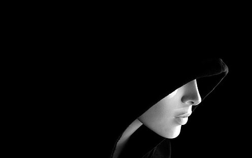 top à capuche noir, femmes, mystérieux, femme, Fond d'écran HD HD wallpaper