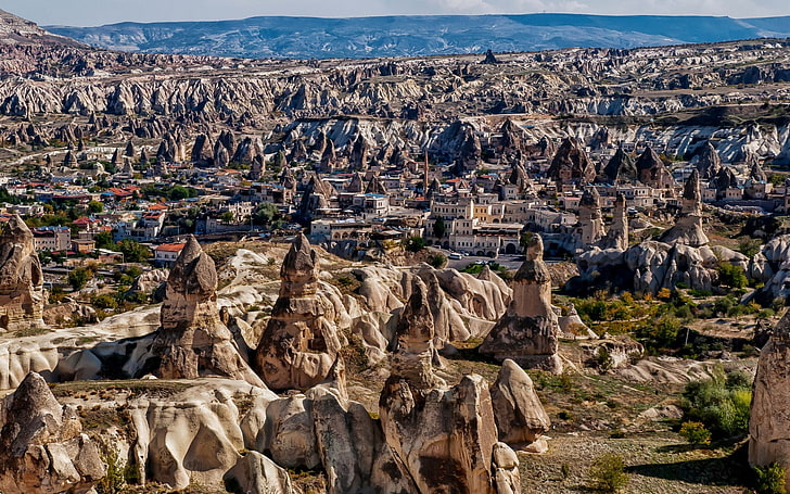 Cappadocia, Turchia, Uchisar, Cappadocia, Turchia, montagna, Sfondo HD