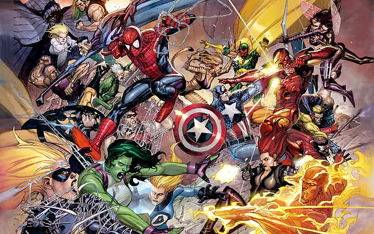 Marvel Superheroes илюстрация, Marvel Comics, HD тапет