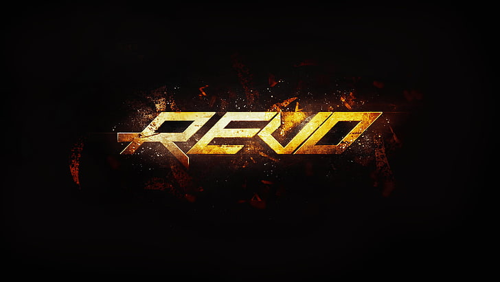 Revo logo، ثورة، تصميم مواقع، خلاصة، نسيج، برتقالي، خلفية HD
