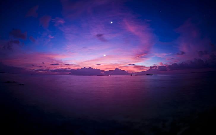 Purple Sunset, puesta de sol, púrpura, Fondo de pantalla HD