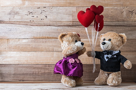 Liebe, Spielzeug, Herz, Bär, Herzen, rot, Holz, romantisch, Teddy, Valentinstag, Geschenk, niedlich, HD-Hintergrundbild HD wallpaper