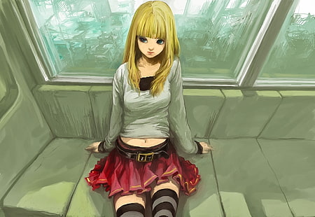 Death Note, Amane Misa, filles d'anime, blonde, anime, Fond d'écran HD HD wallpaper