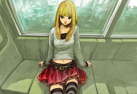 Death Note, аниме, блондинка, Amane Misa, аниме момичета, HD тапет HD wallpaper