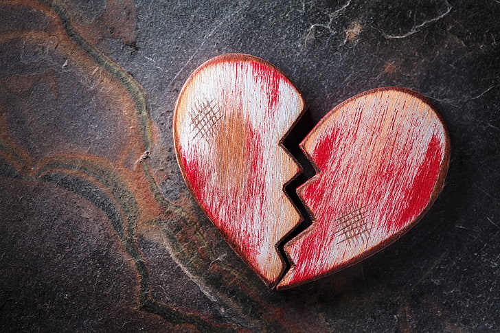 broken heart illustration, love, heart, romantic, broken, HD wallpaper