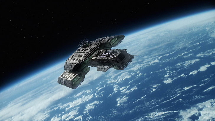 nave espacial gris, Stargate, espacio, nave espacial, ciencia ficción, Tierra, Dédalo, TV, Fondo de pantalla HD