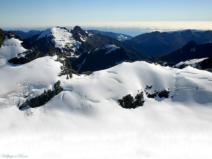 ธรรมชาติฤดูหนาวภูมิทัศน์หิมะภูเขา, วอลล์เปเปอร์ HD
