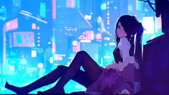 Va-11 Hall-A, gadis anime, merokok, cyberpunk, Julianne Stingray, Wallpaper HD HD wallpaper