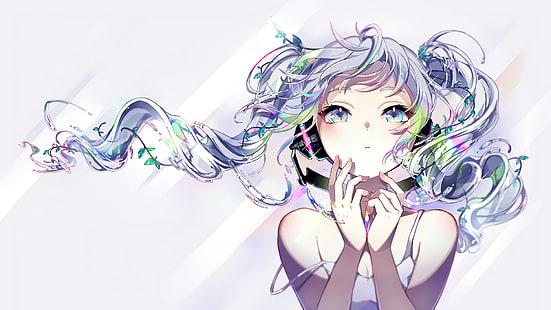 Hatsune Miku, headphones, long hair, Vocaloid, HD wallpaper HD wallpaper