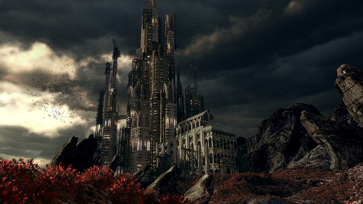 graue konkrete Schlosstapete, der dunkle Turm, Stephen King, HD-Hintergrundbild