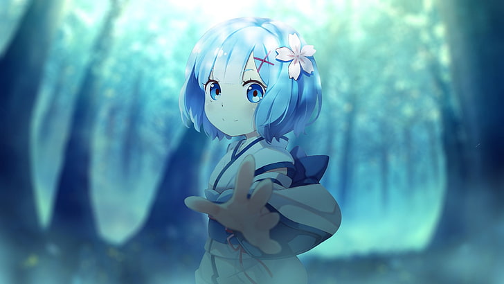 blauhaarige weibliche Anime-Figur, Anime, Re: ZERO - Das Leben in einer anderen Welt beginnen -, Rem (Re: ZERO), HD-Hintergrundbild