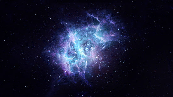 purple and blue galaxy, abstract, nebula, space art, digital art, universe, HD wallpaper HD wallpaper