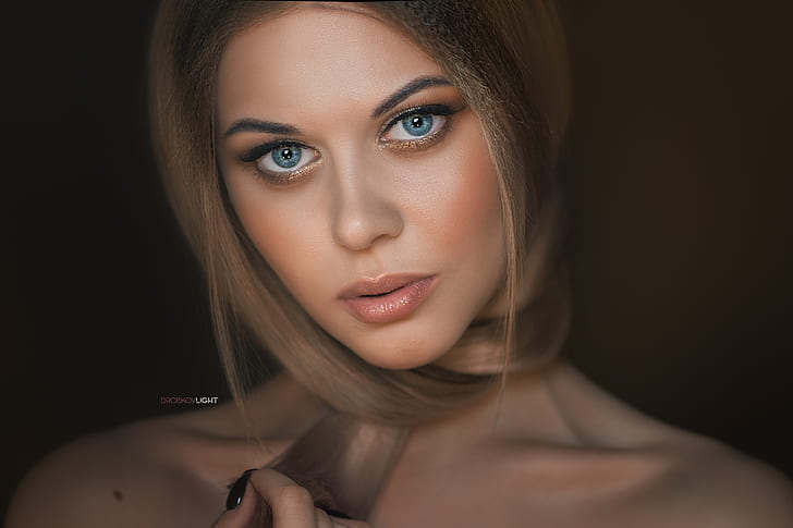 look, portrait, Girl, mole, shoulders, Alexander Drobkov-Light, Carina Carina, HD wallpaper
