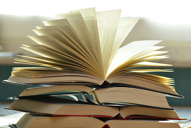 blur, books, close up, focus, pages, pile, stack, HD wallpaper