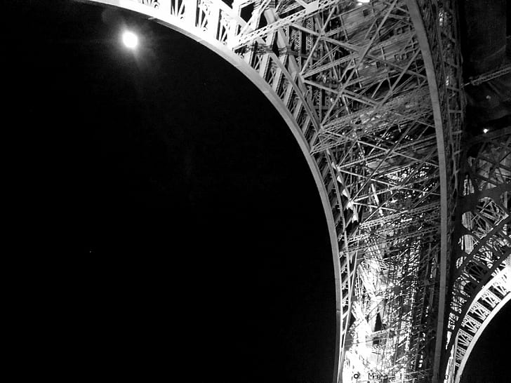 Menara Eiffel, monokrom, Wallpaper HD