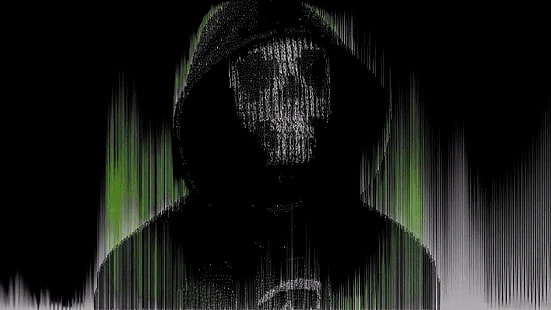 Mann trägt Hoodie mit Totenkopf Maske Illustration, DedSec, Watch Dogs 2, Hacker, 4K, HD-Hintergrundbild HD wallpaper