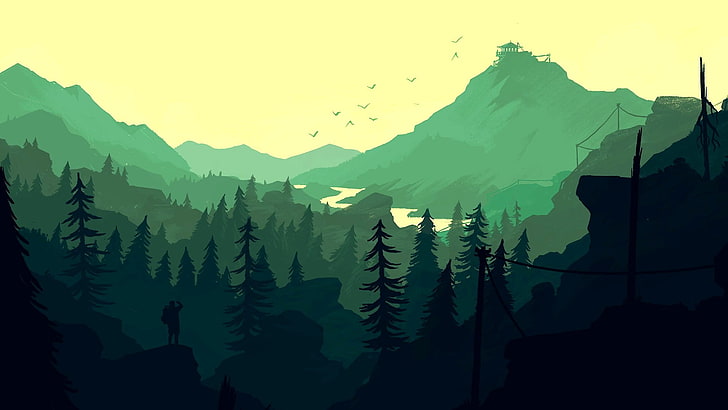 Waldillustration, Firewatch, Videospiele, Landschaft, HD-Hintergrundbild