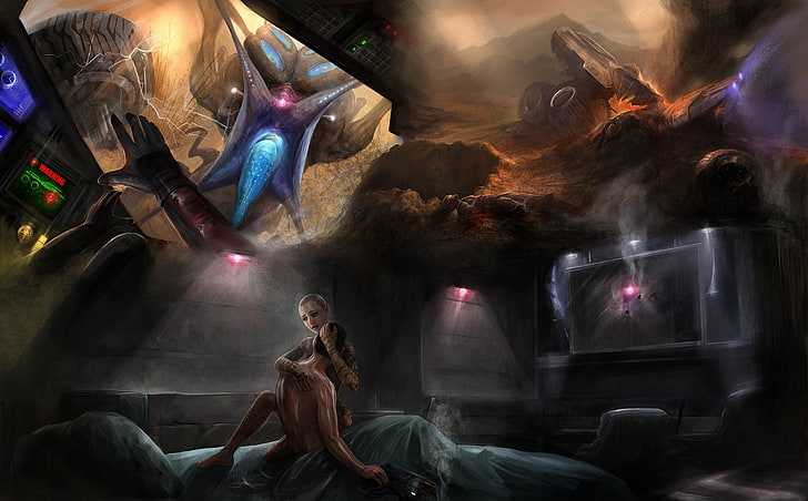 Game Digital Wallpaper, Träume, Pistole, Bett, Mass Effect 2, Shepard, Kabine, Alpträume, HD-Hintergrundbild