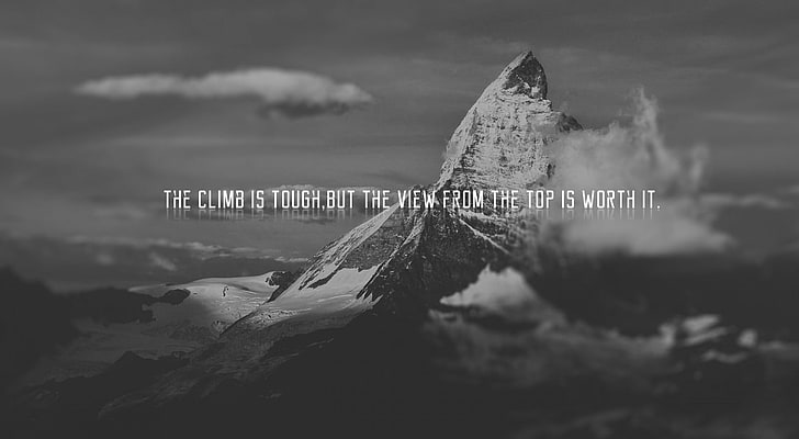 mountain with text overlay, quote, motivational, HD wallpaper