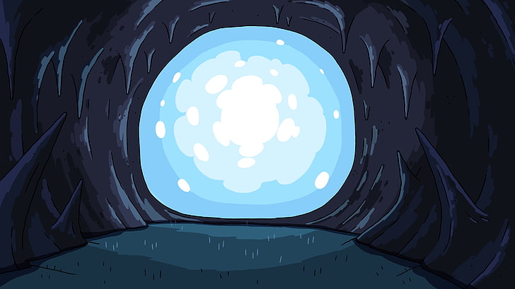 grafika wektorowa niebiesko-czarna jaskinia, Pora na przygodę, kreskówki, Tapety HD