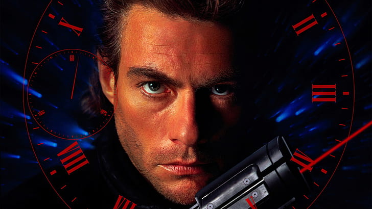 pistol, weapon, man, face, martial artist, Jean-Claude Van Damme, Van Damme, 1994, Timecop, HD wallpaper