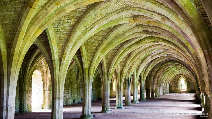 Fountains Abbey, North Yorkshire, England, Architecture, HD wallpaper