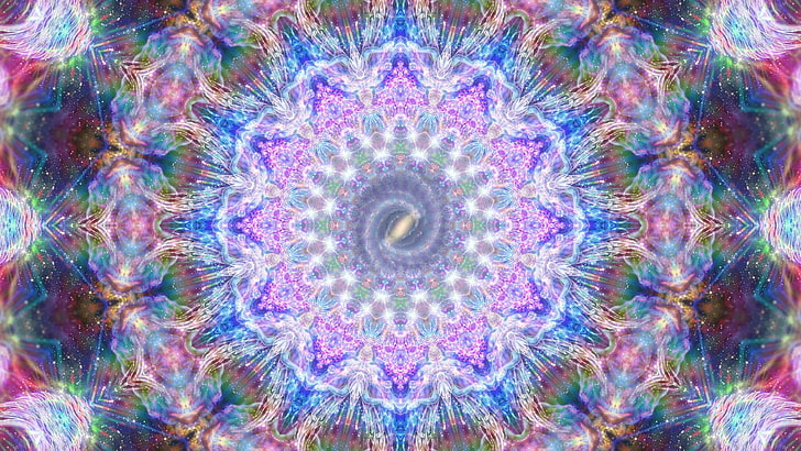 arte-final da ilusão azul e rosa, luz, abstração, luzes, plano de fundo, padrão, pintura, gráficos, brilhar, volta, brilho, textura, galáxia, lantejoulas, esfera, a Via Láctea, figura, mandala, HD papel de parede